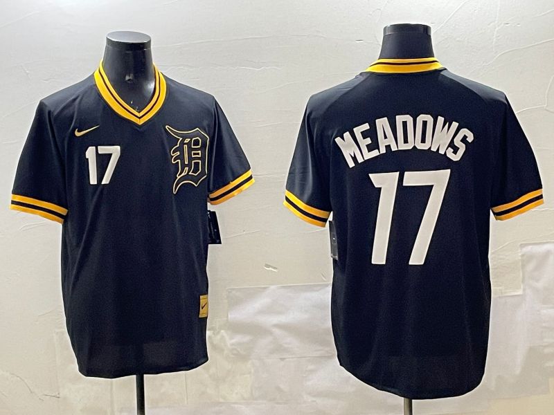 Men Detroit Tigers 17 Meadows Black Gold Game 2025 Nike MLB Jersey style 5